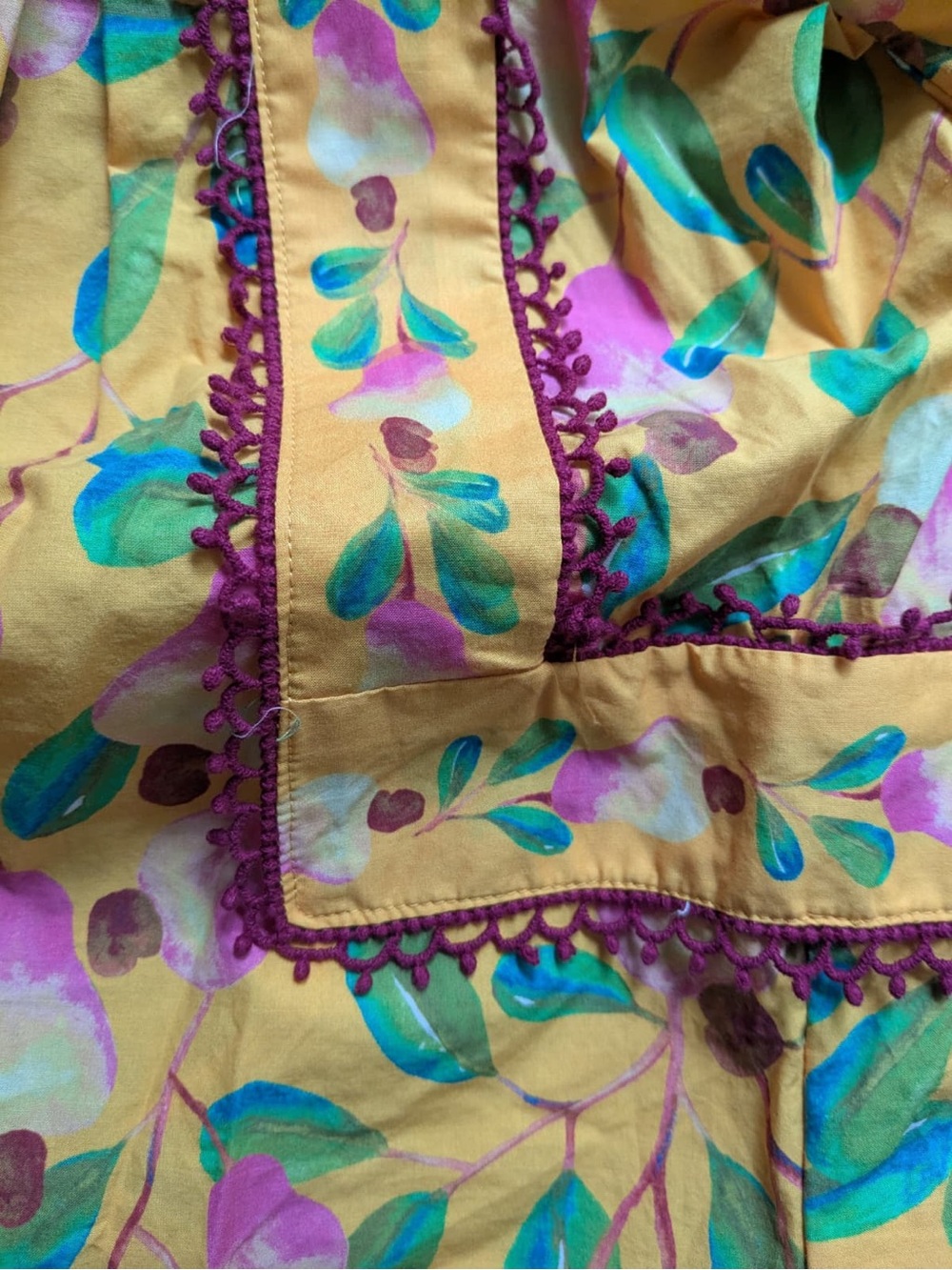 Farm Rio Colorful Floral Blouse with Trim - Picture 4 of 5